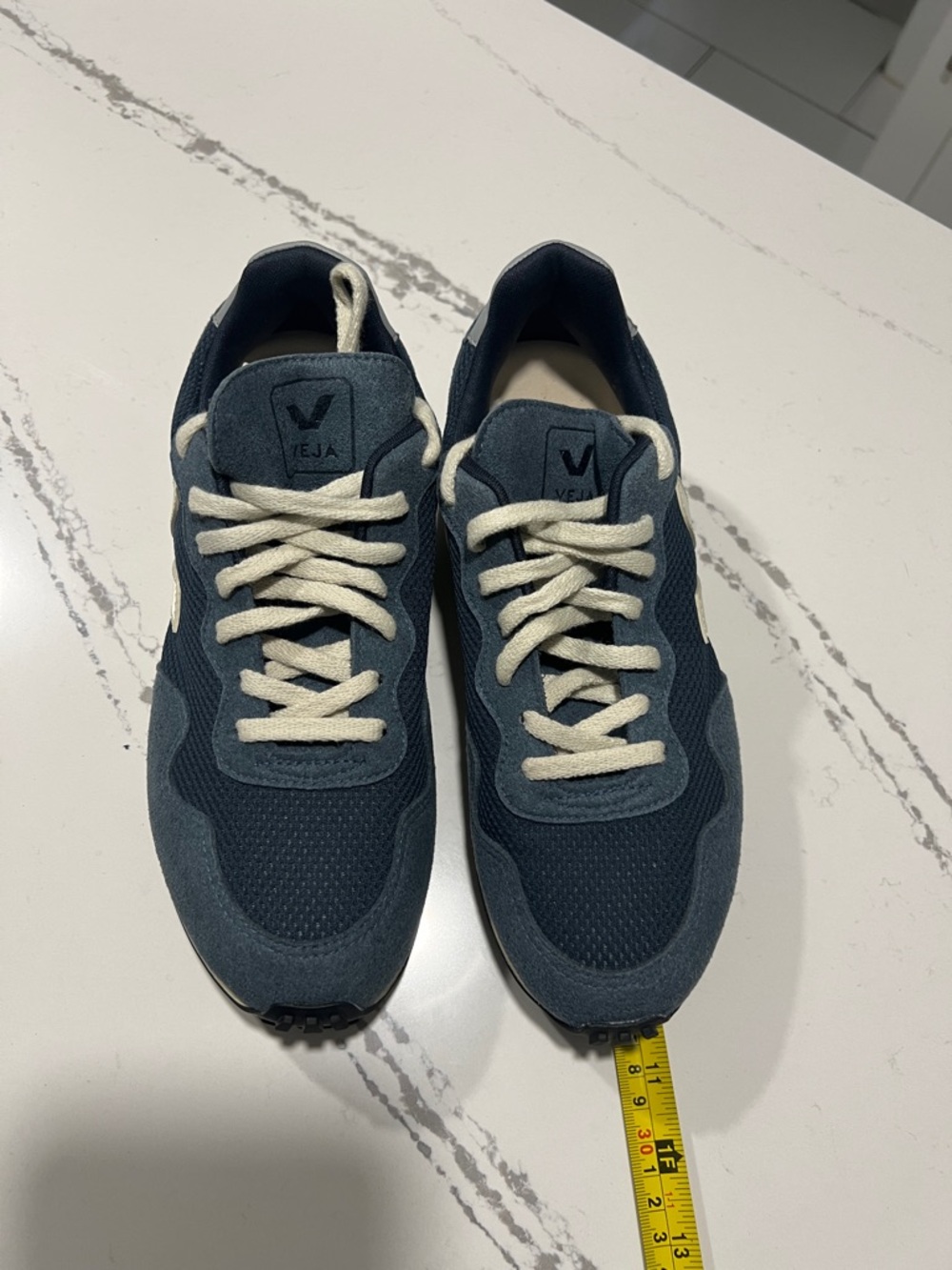 Veja SDU REC Alveomesh Low Top Blue Runner Sneakers with Cream Accents  size W 8 - Picture 6 of 16